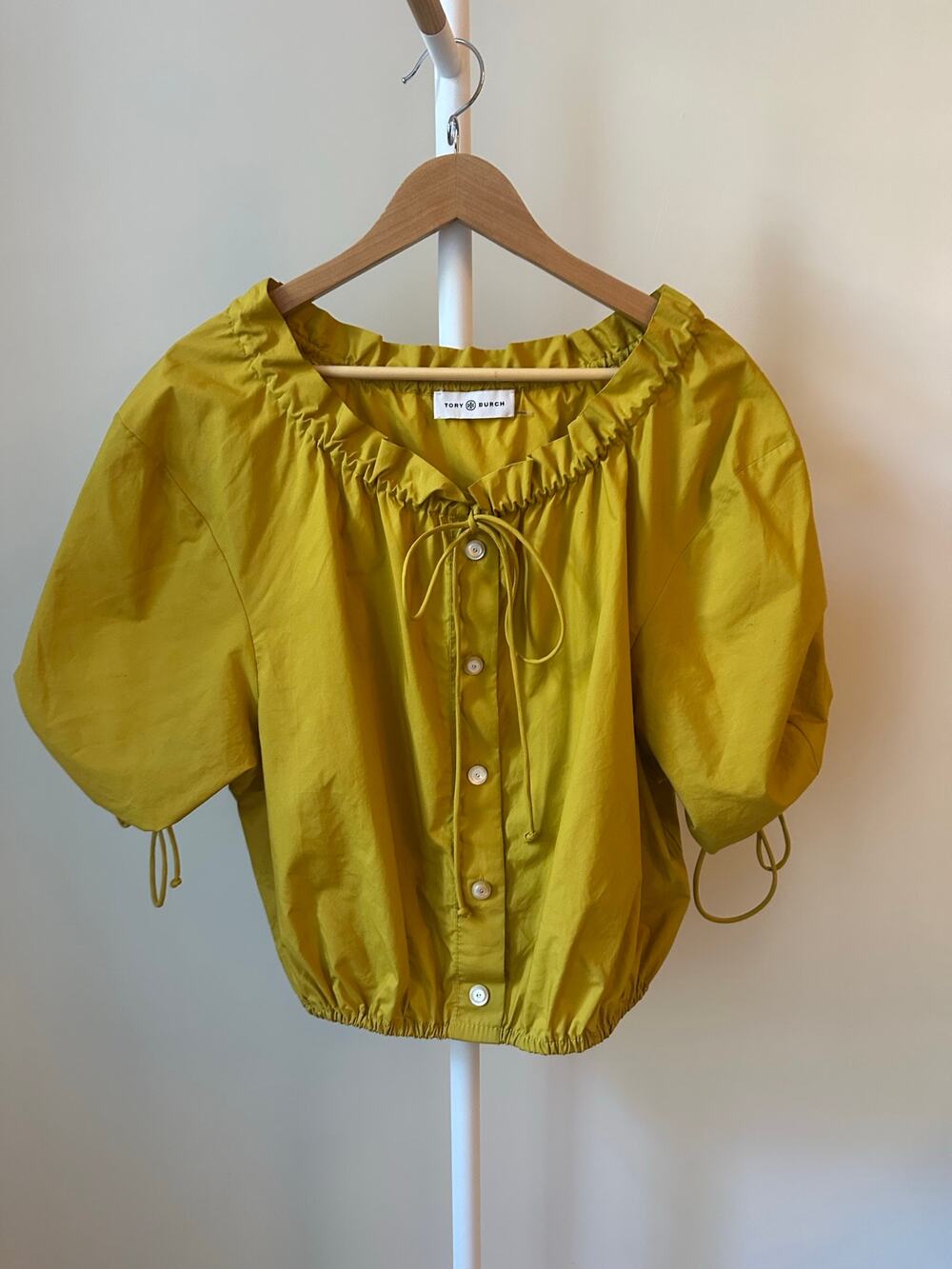 Tory Burch Ochre Yellow Cotton Poplin Top, Size 2